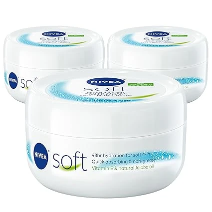 Nivea Soft Refreshingly Moisturizing Face, Body and Hand Cream, 3 Pack of 6.8 Oz