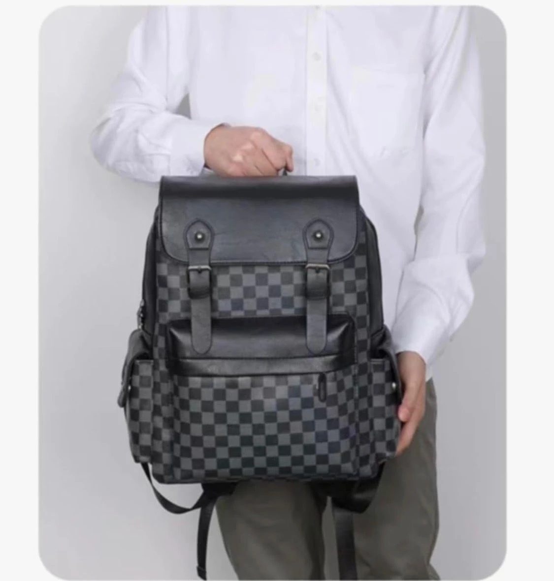 Leather Laptop Backpack for Men Women, School College Bookbag Casual Travel Dayp