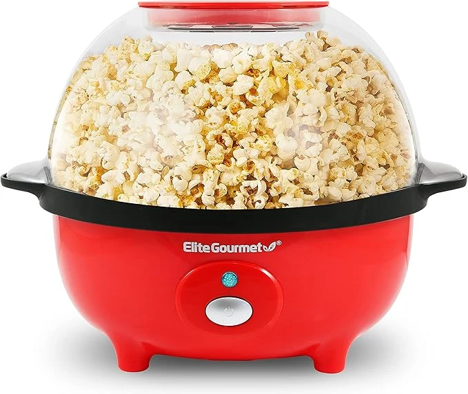 Elite Gourmet EPM330R Automatic Stirring 12-cup Popcorn Maker Popper, Hot Oil Po