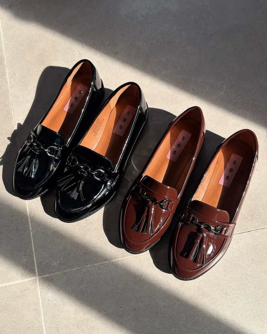 New Design Oliveria Lan High Quality Shiny Leather Ladies Loafers Shoe-Brown